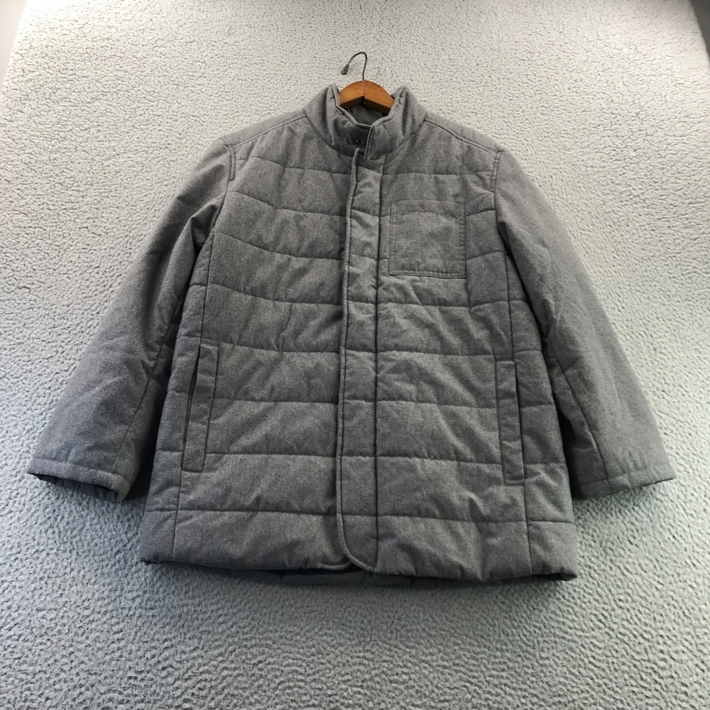 Banana Republic Jacket Mens Medium Gray Heather Puffer Insulated Minimal Casual